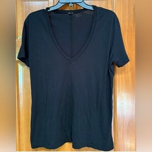 Monrow Black Cotton-Modal Blend Top